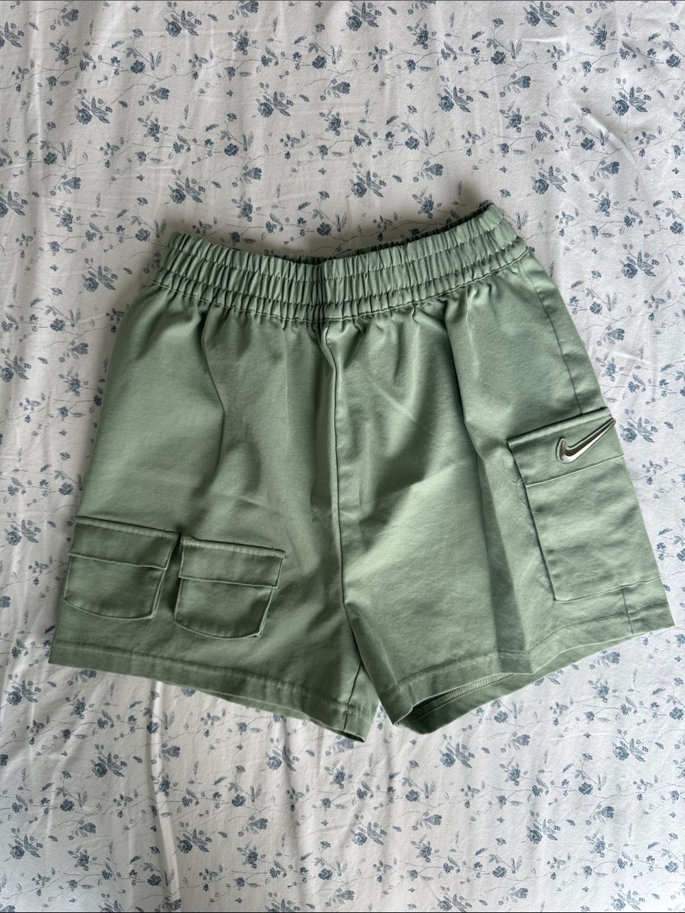 Nike Light Sage Green Cargo Shorts with Swoosh